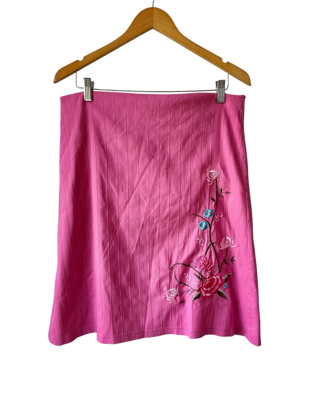 Plumbago Viste Pink Floral Embroidered A-Line Skirt